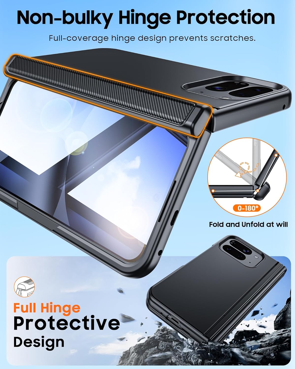 CENMASO Magnetic for Google Pixel 10 Pro Fold Case with Kickstand, Hinge Protection, Hidden Kickstand, Screen Protector, Slim Shockproof Phone Case for Pixel 10 Pro Fold (Black)
