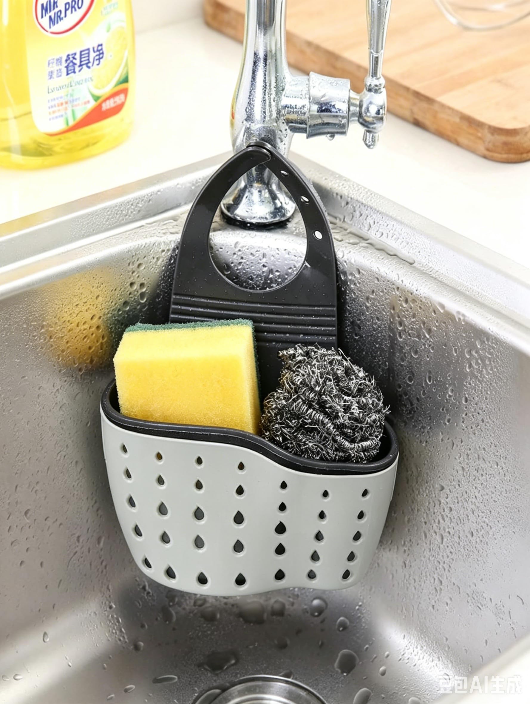 Organizer regolabile per lavello da cucina, scaffale d'attaccatura durevole