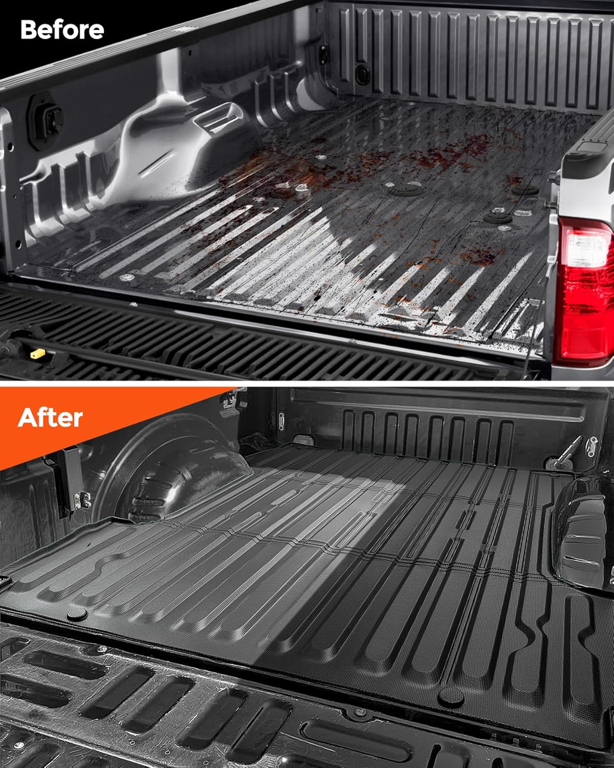 MATiPro Truck Floor Liner 6.8FT Bed Mat for F250 F350 2017-2026 - F-250 F-350 Super Duty SUPERCREW CAB with Factory Carpet | 2nd Row Fold Flat Storage ONLY All Weather