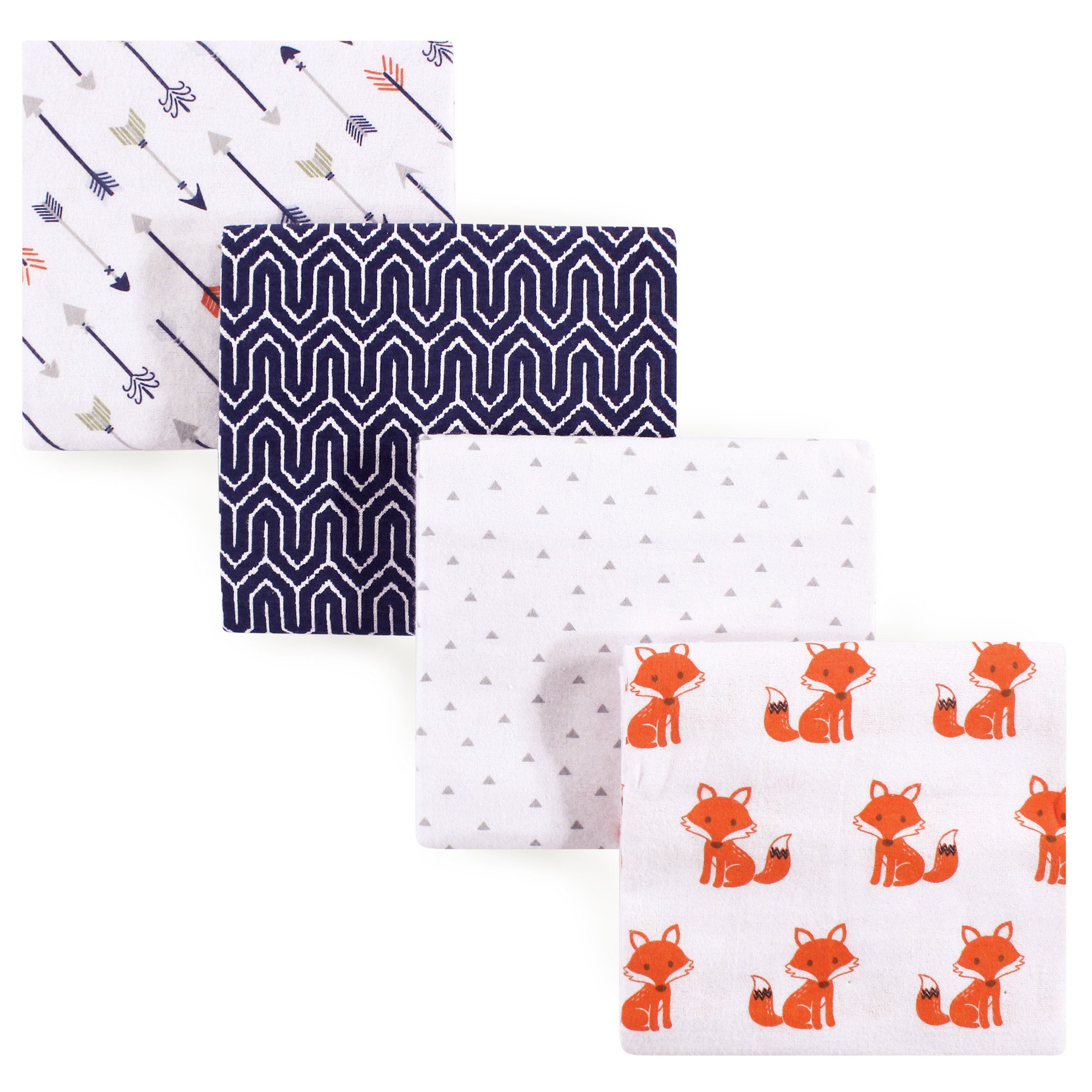 Hudson Baby Unisex Baby Cotton Flannel Receiving Blankets, Foxes, One Size
