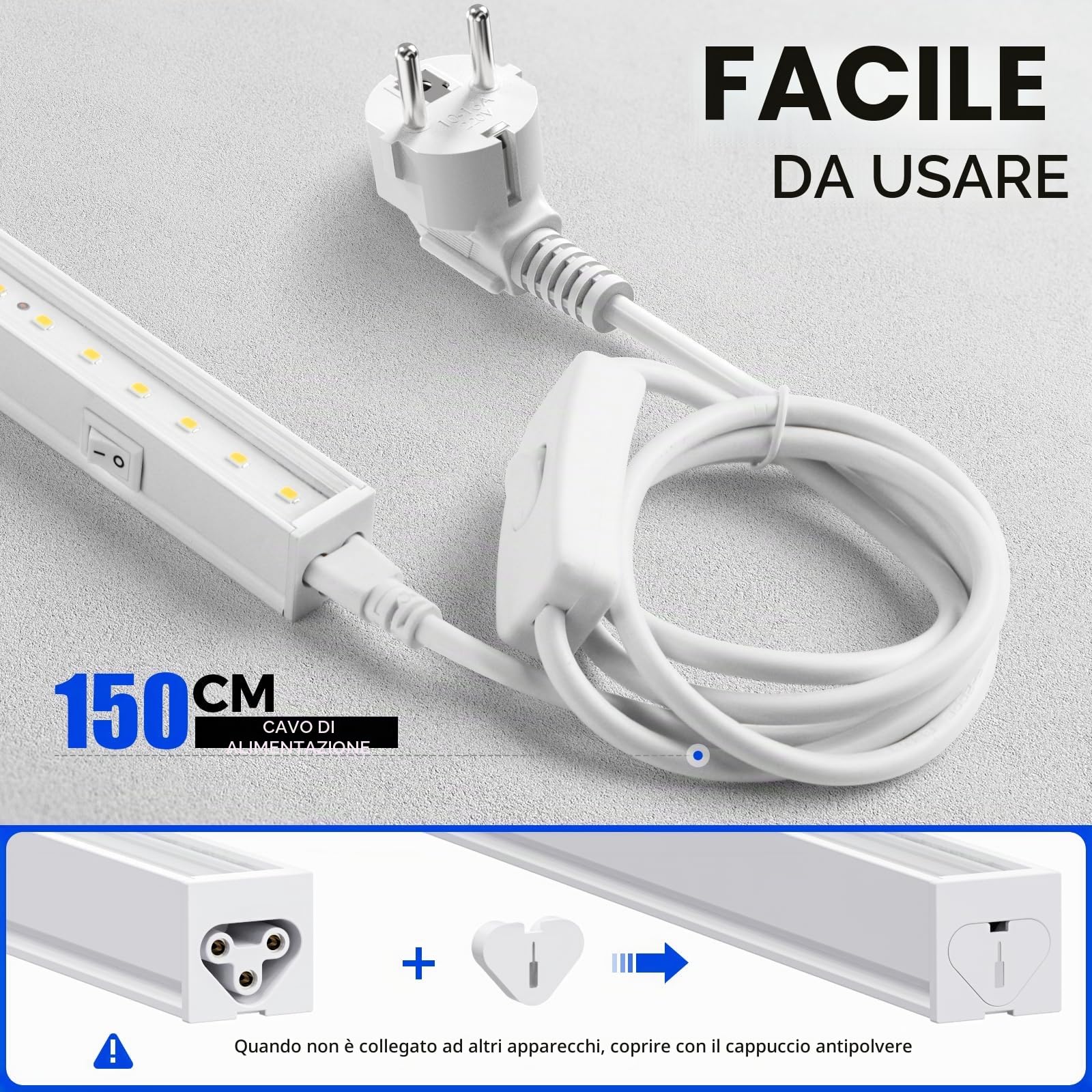 Barrina Lampada T5 per Crescita, 5000K, 29 cm, Luce Solare a Spettro Completo, Lampada per Piante Incatenabile, Barra di Luce LED per la Crescita con Interruttore, Spina e Gioco, Confezione da 4