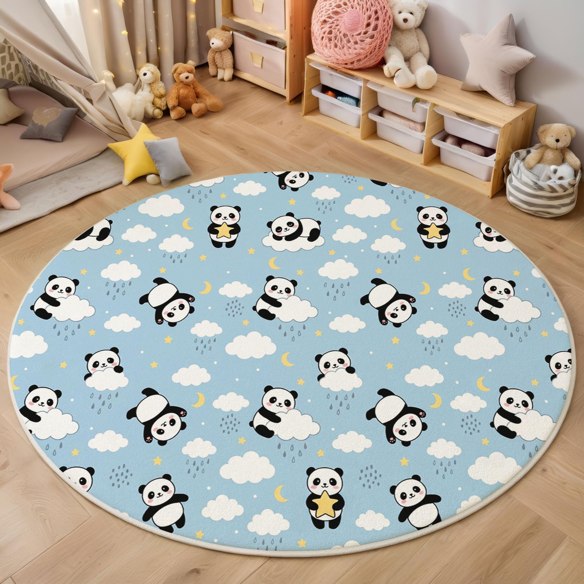Tapis panda lavable en machine pour salon et chambre de bébé 100cm
