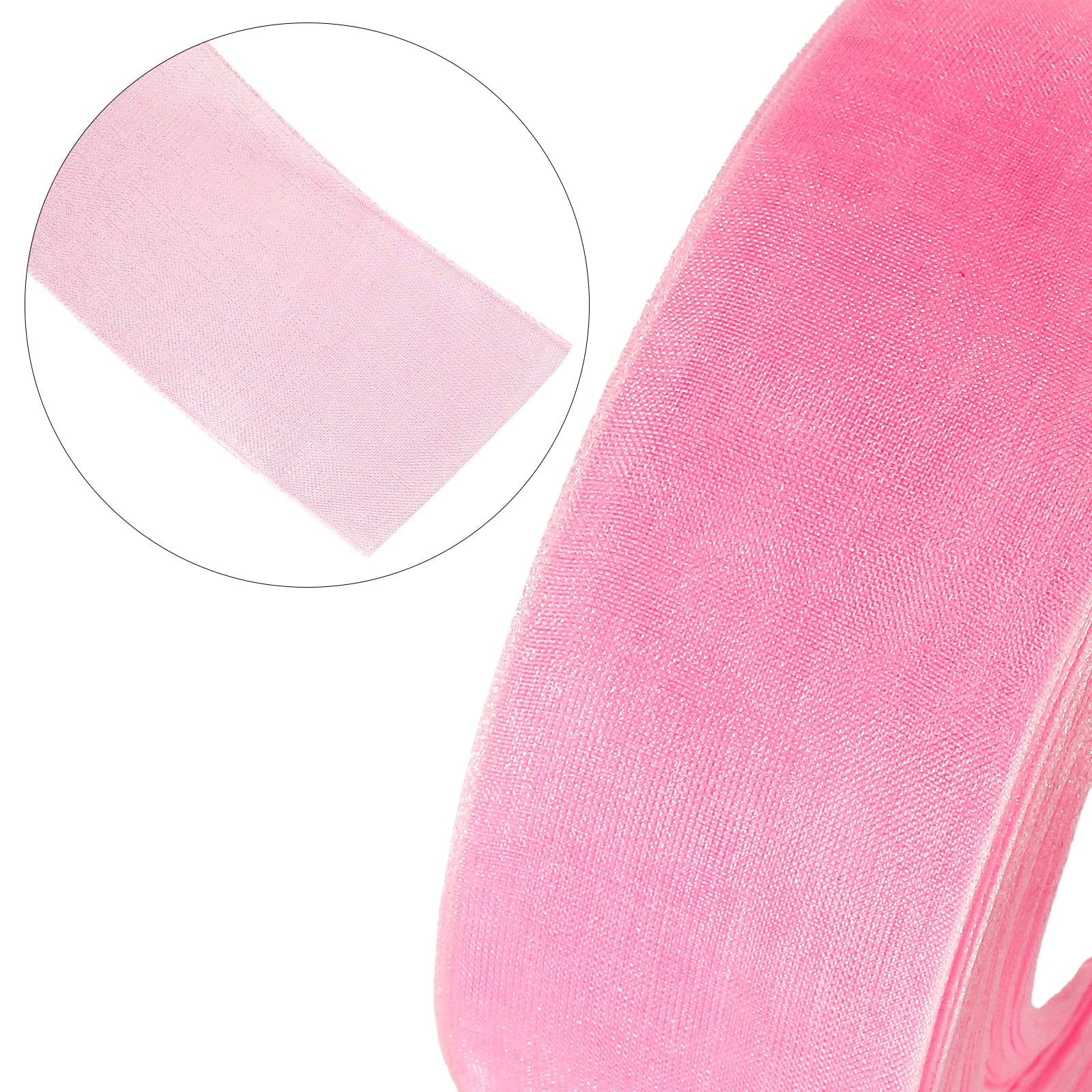JijAcraft 4 cm Nastro di organza trasparente rosa: nastro in chiffon per regalo 45 m di larghezza, nastro in tulle per fiocchi, nastro trasparente per regalo per fiori, fai da te, albero