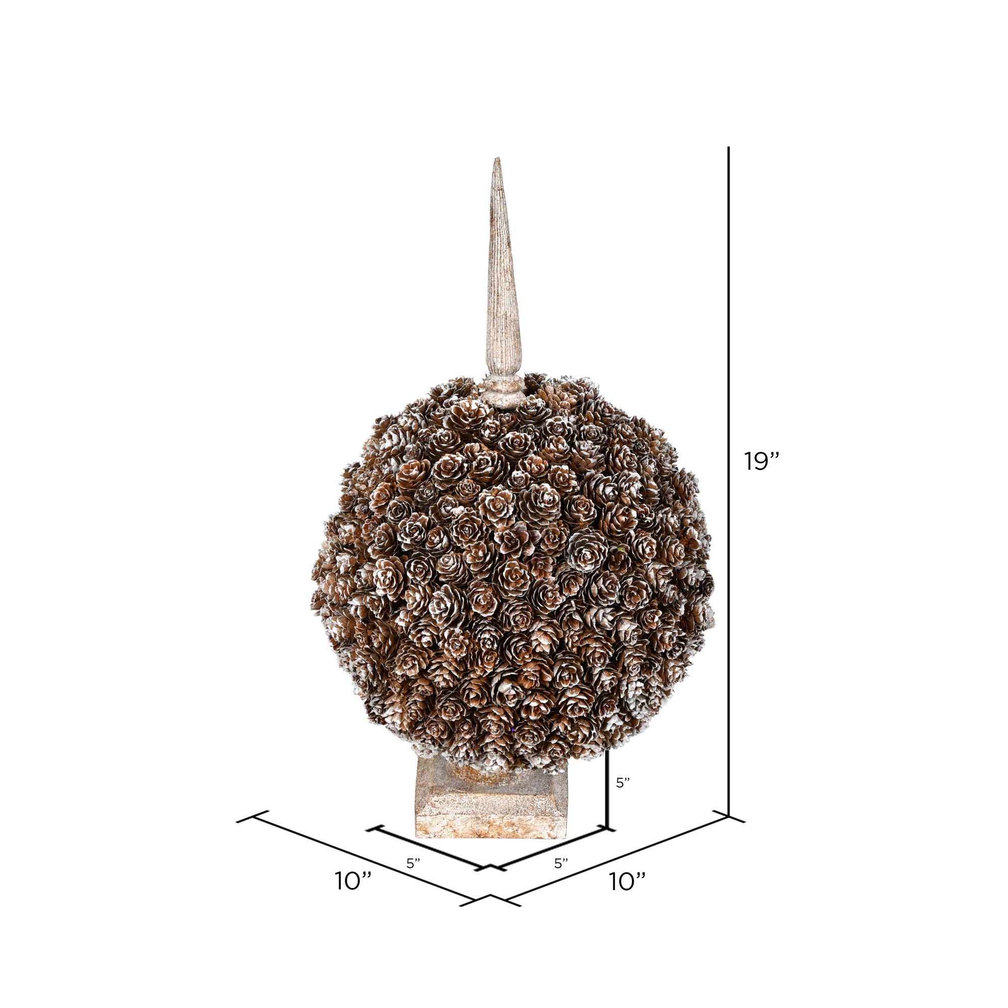 Vickerman Everyday Artificial Cedar and Pine Cone 19 Inch Single Ball Finial Stand - Durable Resin Stand - Indoor Home Living Room Christmas Faux Decoration