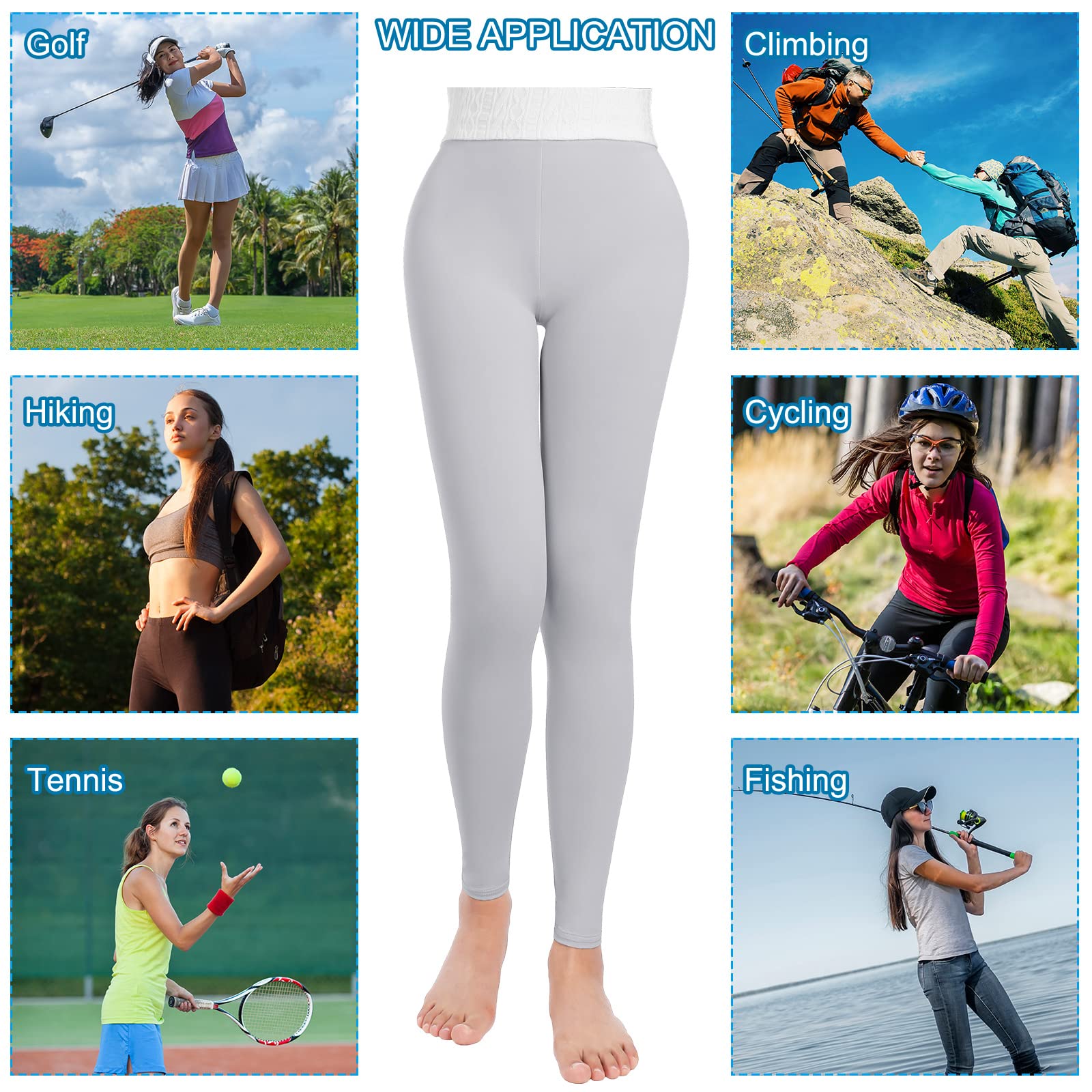 Jeyiour 3 Paar Frauen Golf Sonnenschutz Strümpfe Kühlende Golf Strumpfhosen UV-Schutz Sport Leggings für Sommer Golf