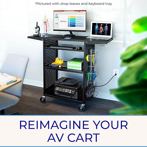 Miniatura 7 de Line Leader Stellar - Carrito AV  Reimagina tu carrito de profesores con revolucionario revestimiento de tablero de clavijas y 12 ganchos móviles