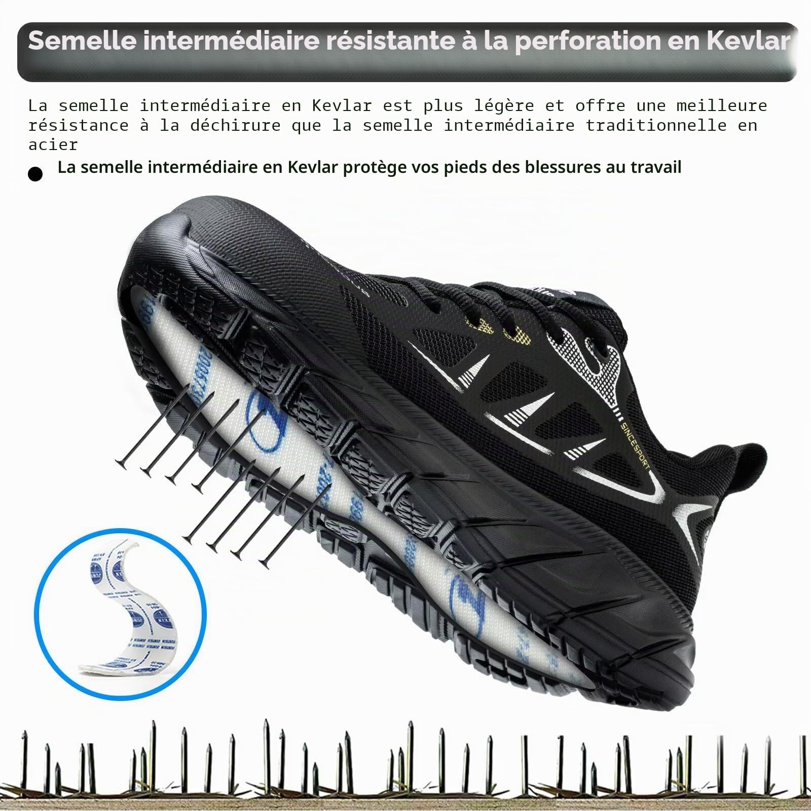 ISOOUS Chaussures de Sécurité Homme Femme Légère Chaussure de Travail Embout Acier Protection Antidérapantes Basket Securite