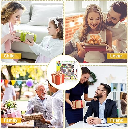 Miniatura 6 de Juego de 12 anillos magnéticos para ansiedad, anillos magnéticos de dedos de camuflaje de graffiti, TDAH, alivio del estrés, juguetes giratorios