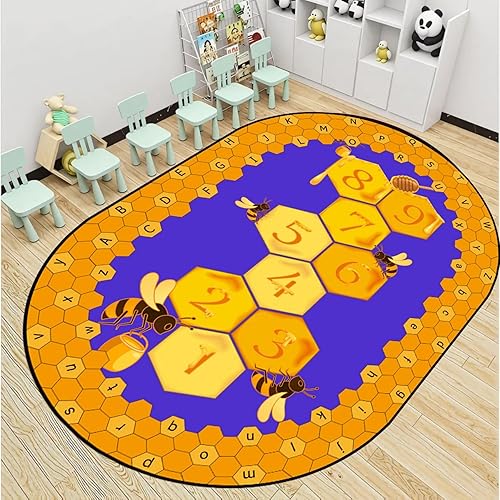Miniatura 7 de Alfombras infantiles de 3 x 4 pies, diseño colorido de caricaturas con estampado de arco iris, números de color del alfabeto ABC, alfombra de bebé,
