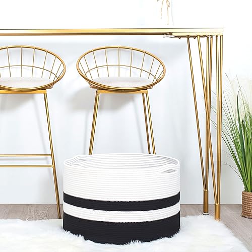 Miniatura 6 de MINTWOOD Design Cesta de almacenamiento extra grande de 22 x 14 pulgadas, cesta de lavandería, cestas decorativas de cuerda de algodón tejida para