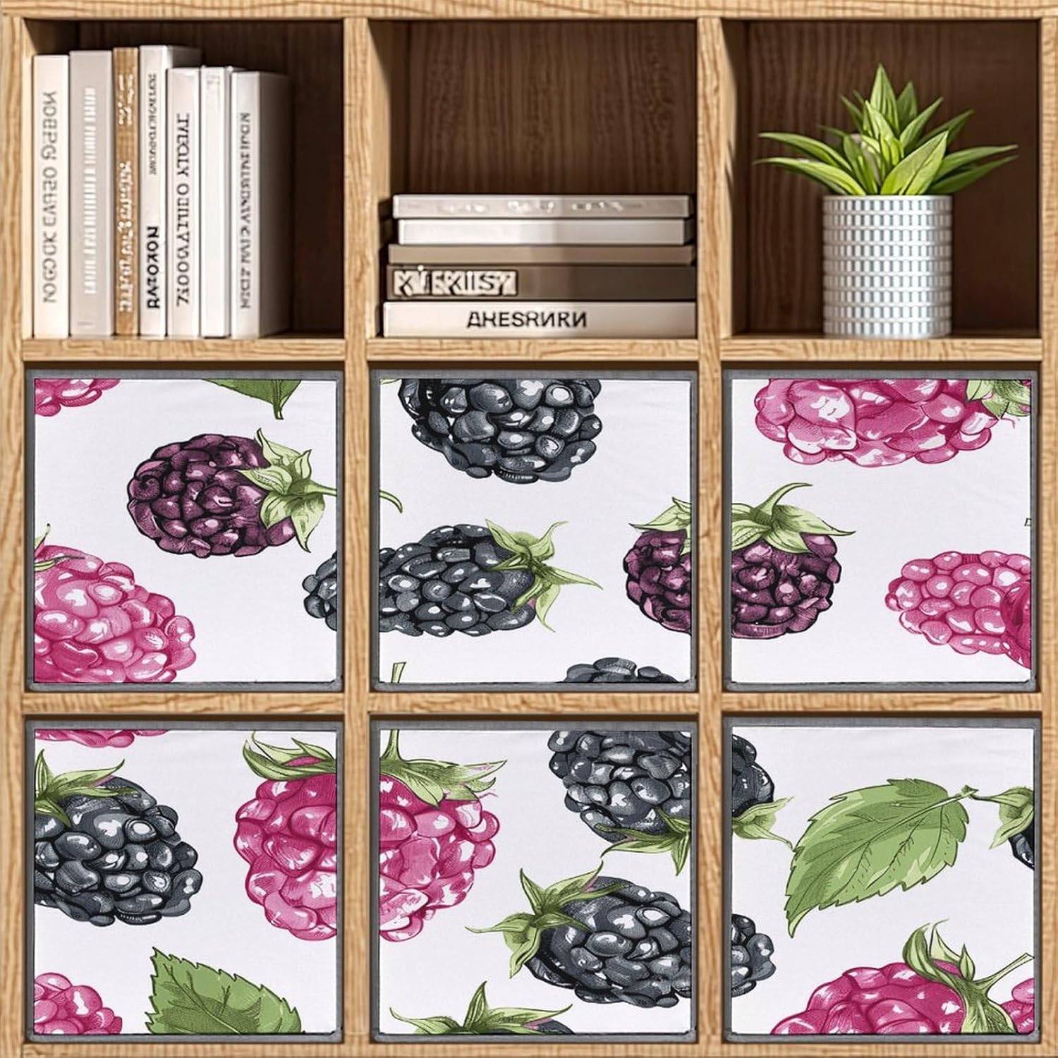 Multi Use Organizer Bins, Blackberry Fruit Pattern Printed Storage Bins, Foldable Storage Baskets Are Suitable For Bedrooms, Offices, And Cars