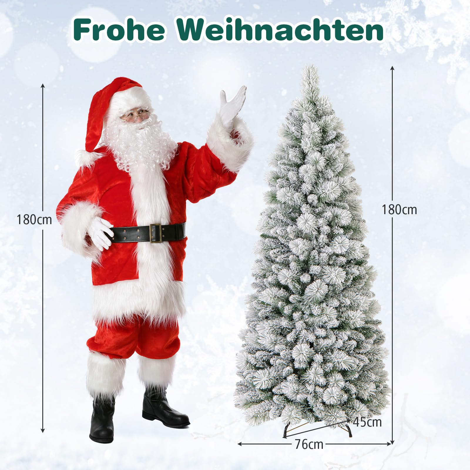 Amazon.de: COSTWAY 180 cm Knstlicher Weihnachtsbaum mit Beleuchtung, Pop  Up Tannenbaum mit 170 warmweie LED-Lichtern & 517 Zweigspitzen, beflockter  Christbaum, Festbaum Kunstbaum fr Zuhause, Geschft & Bro