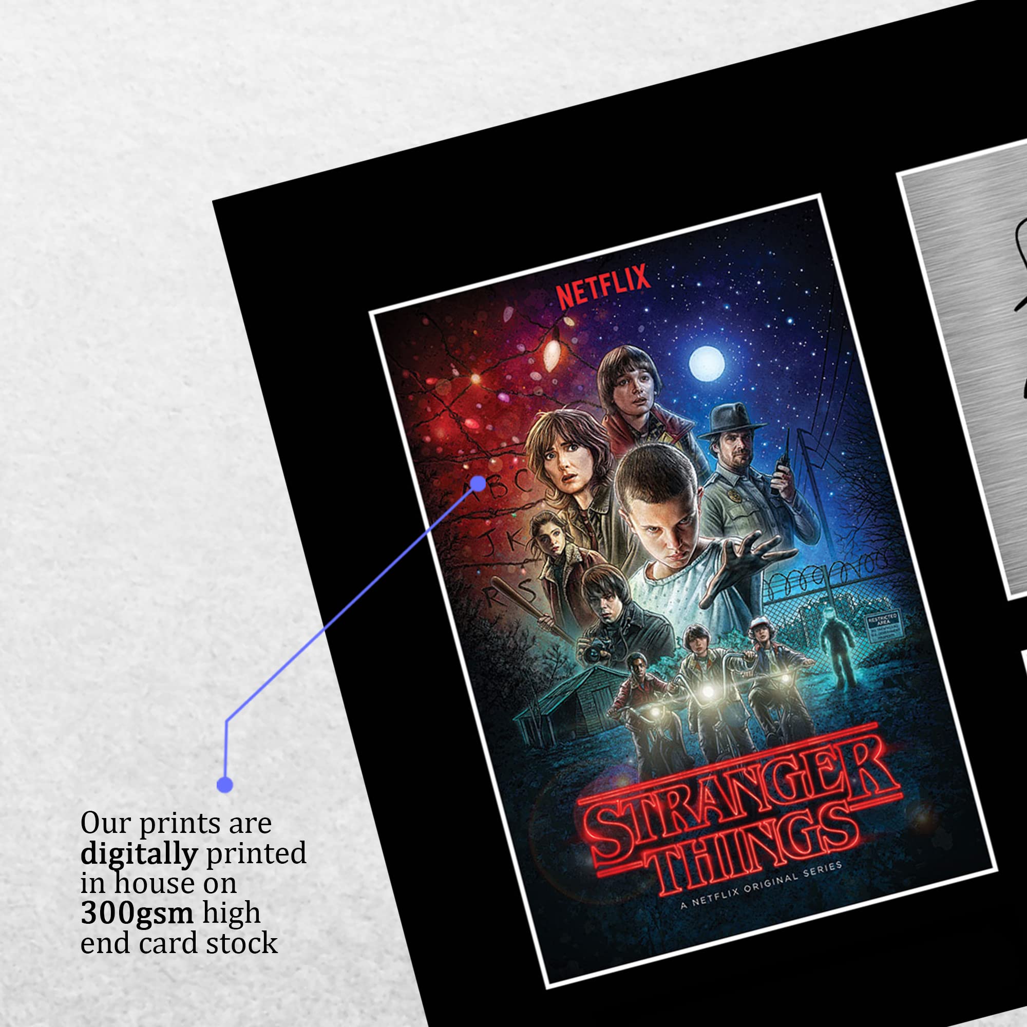 Strange Hawkins Thing Cast Millie Bobby Brown Imprimé Signé Photo A4
