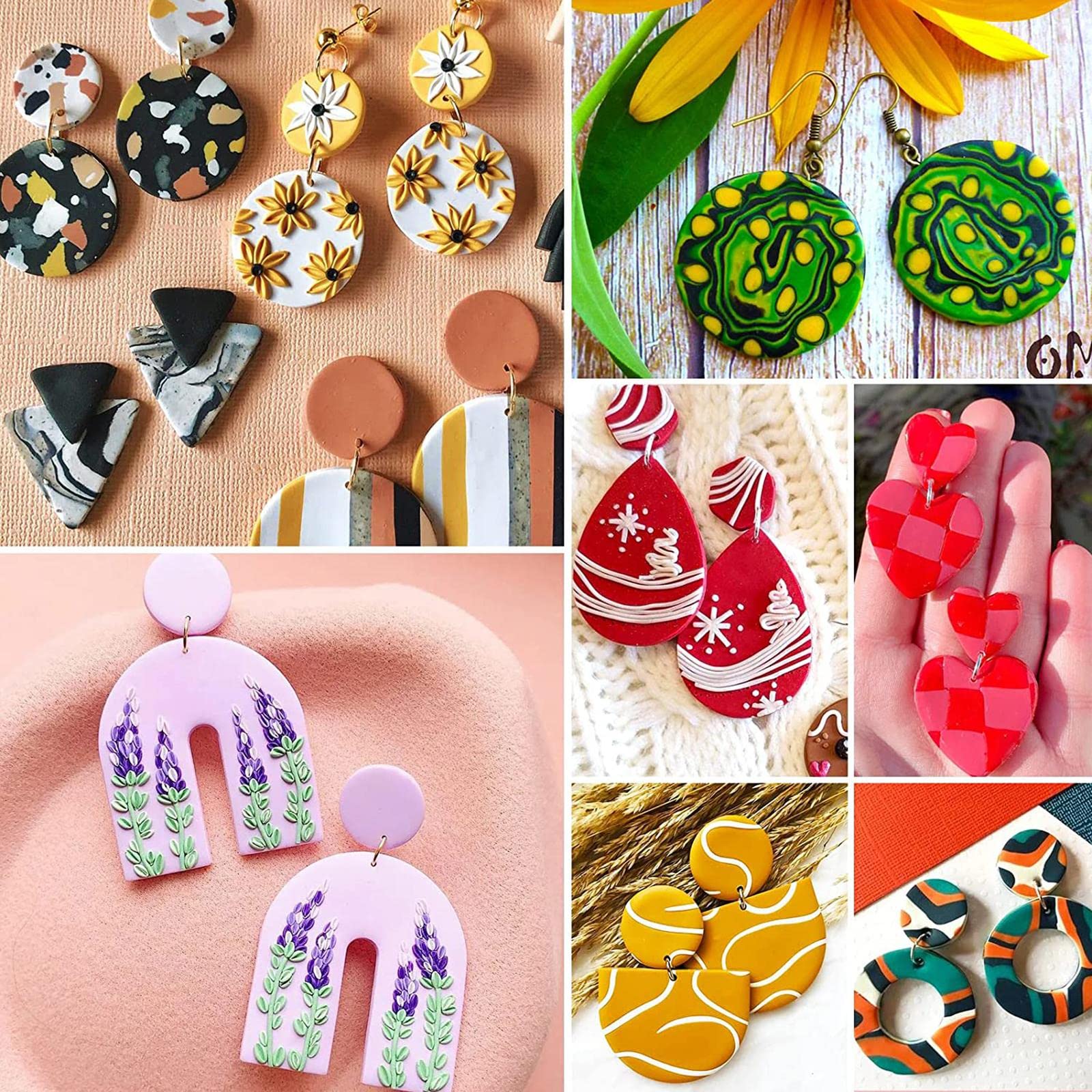 Lot de 5 emporte-pièces en argile polymère pour boucles d'oreilles, biscuits, 139 pièces