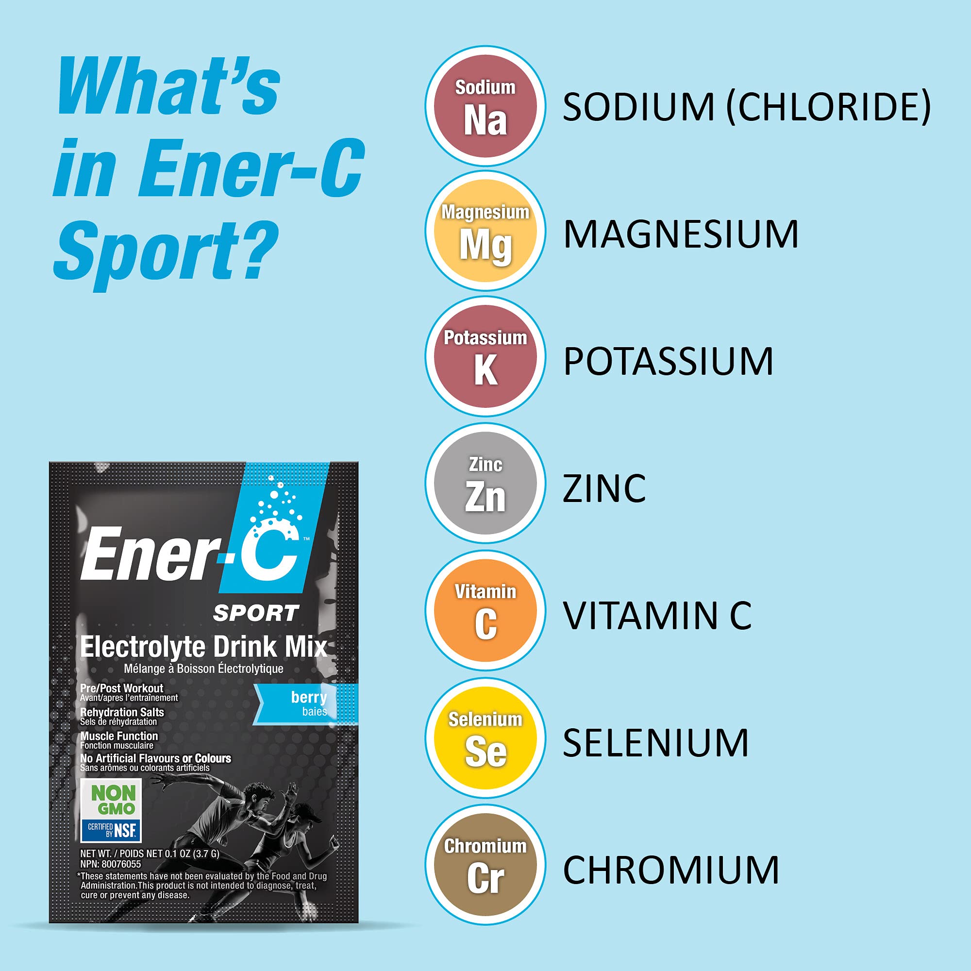EnerC Sport Electrolyte Drink Mix, NonGMO, Vegan, Real Fruit Juice