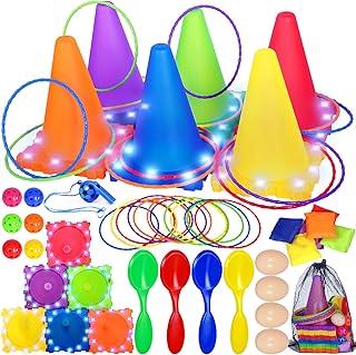 Vautvis Children's Outdoor Throwing Game, Light Up Throwing Games, Garden Games, Outdoor Games from 3 4 5 6 7 8 9 10 Years, Rings Throwing Game, Throwing Games for Outdoors, Outdoor Toy from 3-10