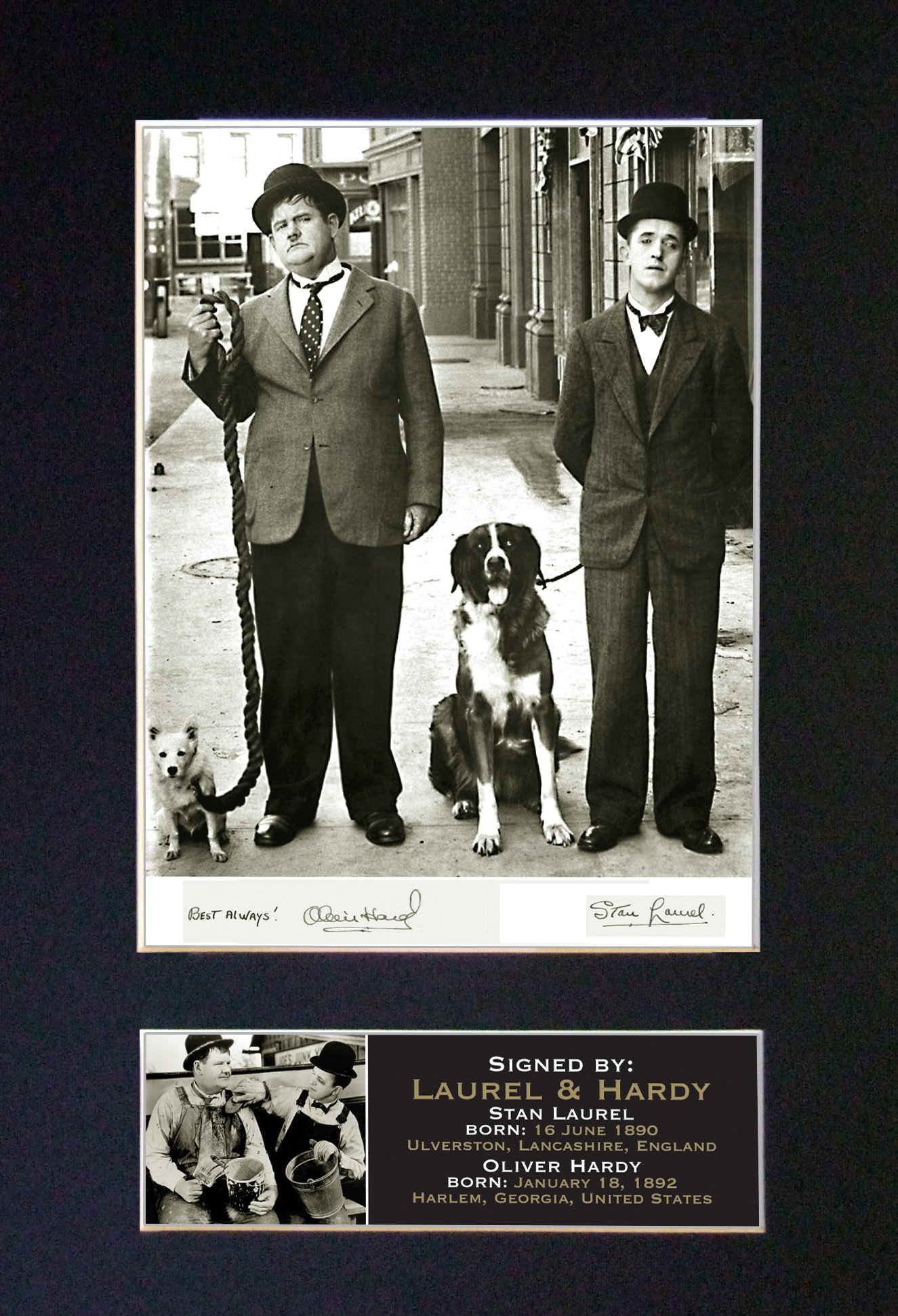 LAUREL AND HARDY No1 Signed Autograph Mounted Photo Reproduction PRINT A4 Rare Perfect Birthday (297 x 210mm) #19 (Not Framed)