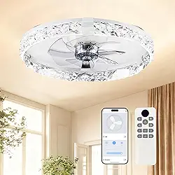 Hivento Ventilador de Teto com APP & Controle Remoto, LED Regulável 3000K–6500K, Ventilador DC Reversível Silencioso de 6 Velocidades, Apenas, 110v/220v