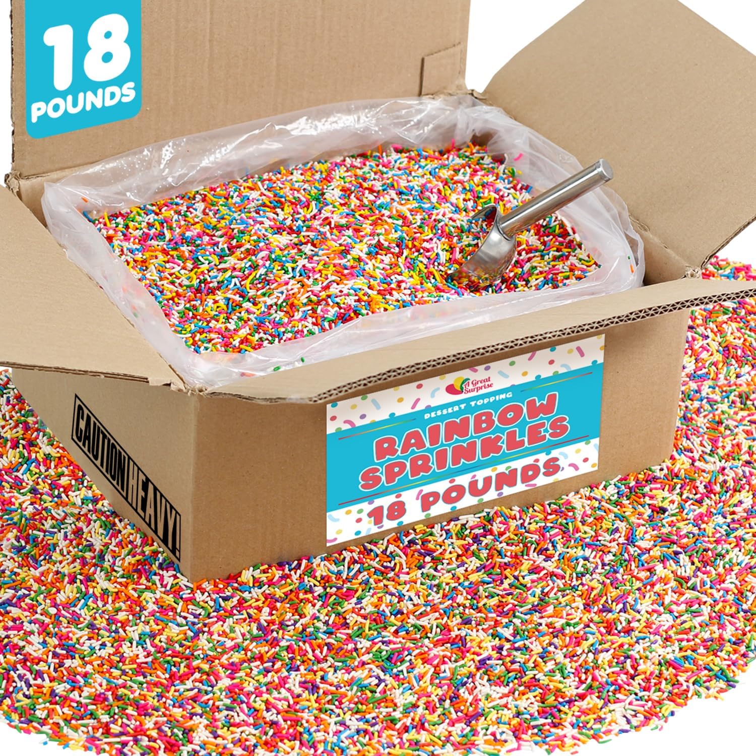 Bulk Rainbow Sprinkles 18 LB Case Wholesale Bulk