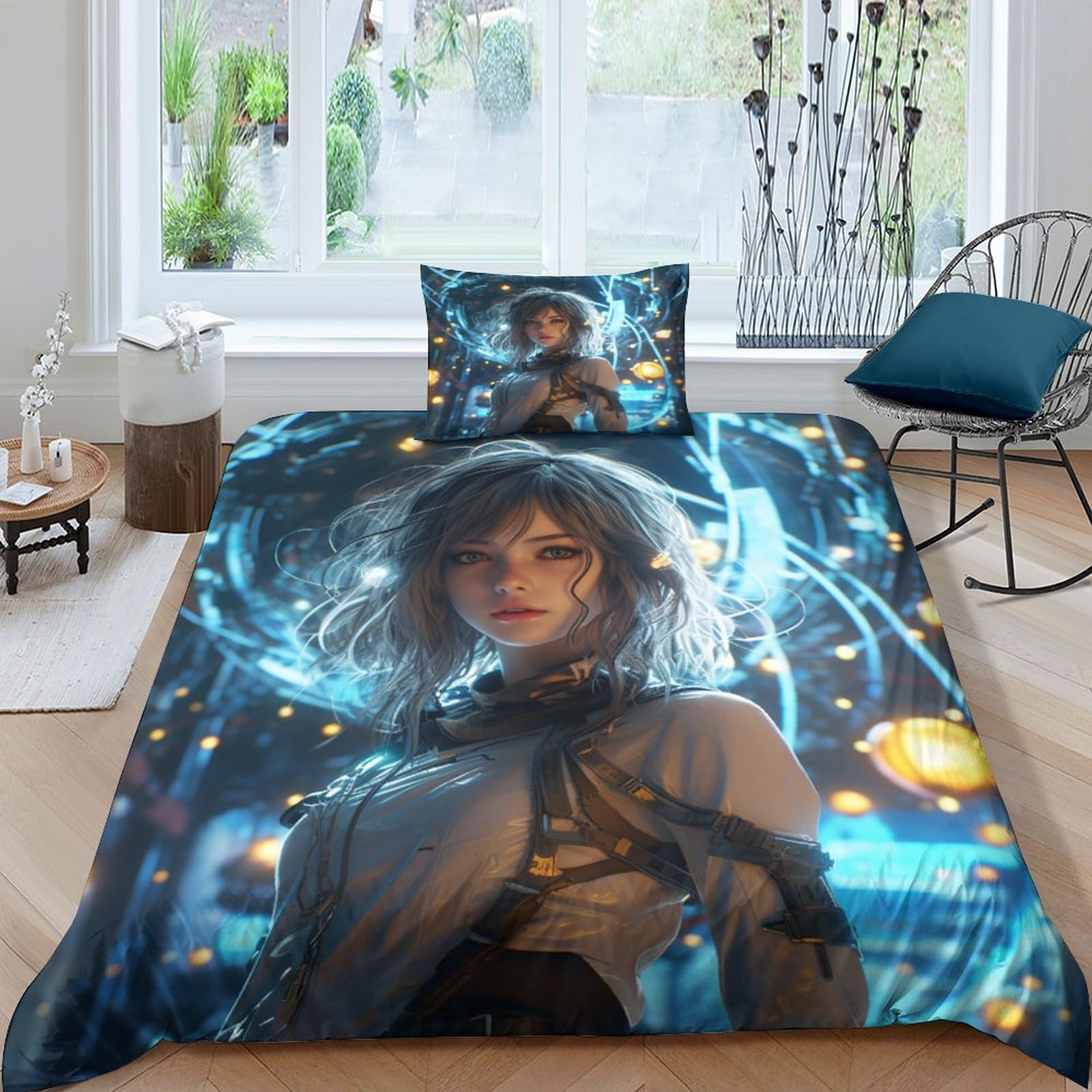 Housse de couette IOFEER pour lit simple qui ne bouloxe pas et reste douce