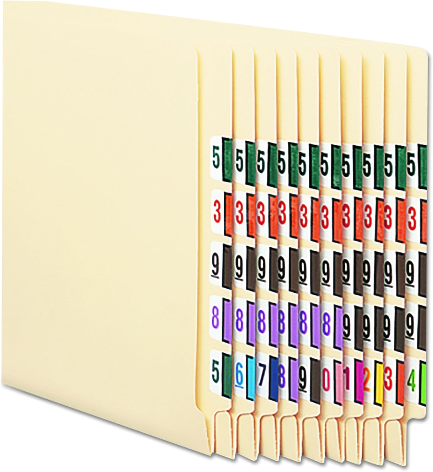 Smead BCCRN Bar-Style Numeric Color-Coded Labels, Numbers 0-9, Assorted Colors, 5000 Labels per Box (67380) : File Folder Labels : Office Products