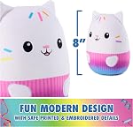 Gabby’s Dollhouse Official Cakey Cat Squishy Plush Toy, Cat Stuffed Animal, Squishy Toys for Ages 1 & Up, White, 8”