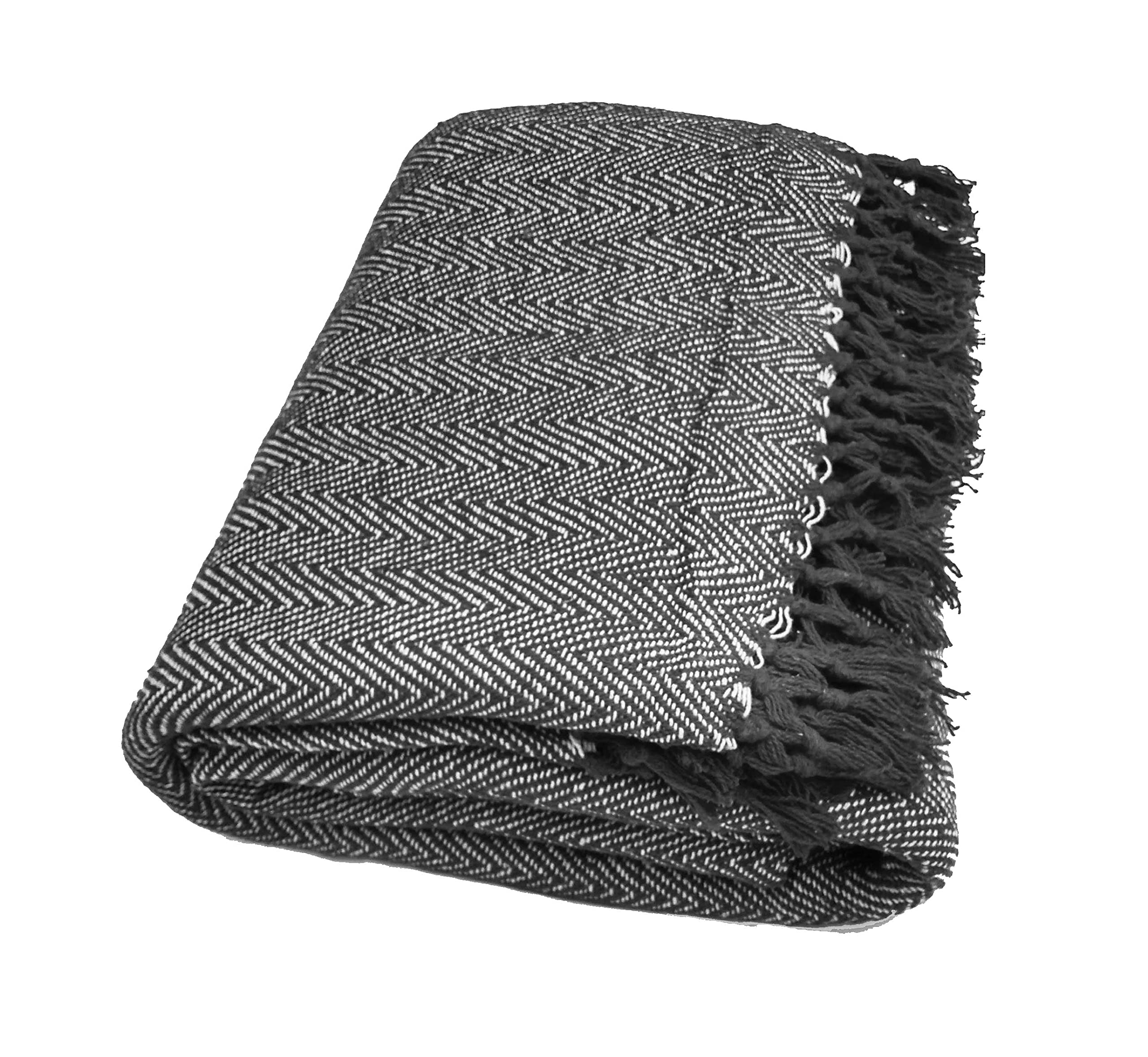 Coperta In Cotone Riciclato Herringbone - 127x152cm, Motivo A Spina Di Pesce, Multiuso - Foto 10