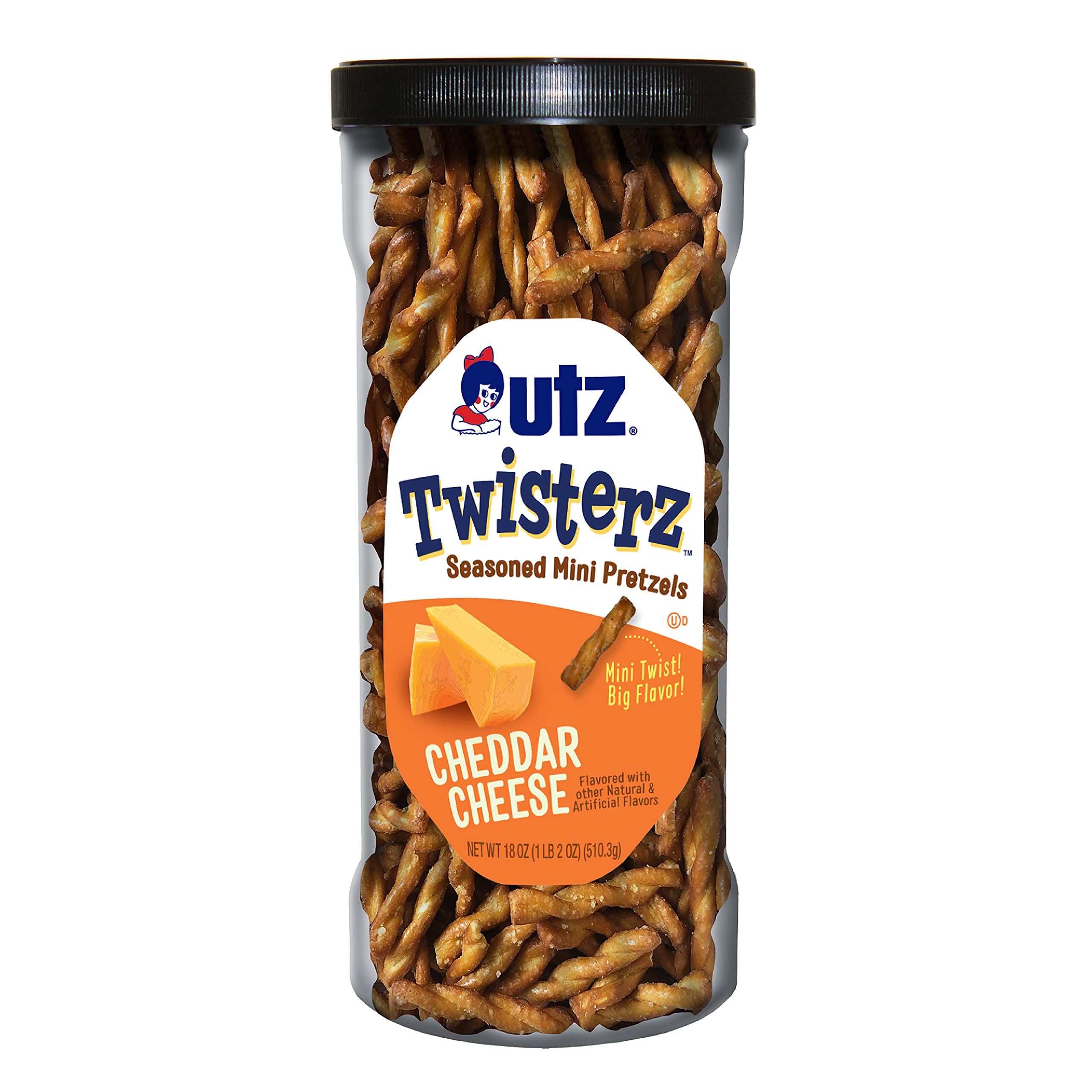 Buy Utz Twisterz Seasoned Mini Pretzels, Zesty Cheddar, 21 oz Barrel