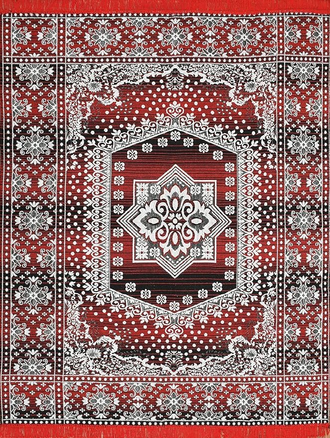 Image of Premium Cotton Carpet 4X6 feet Mult Colour for Living Room, Hall & Kitche | Carpet mat /Area Rug /Carpet & Rug /Carpet for Floor /Kalin & Dhuurie | Square (Maroon)