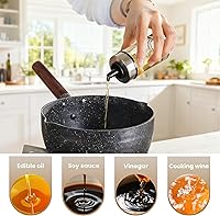 Vista 6 de Mlici Dispensador de aceite y vinagre, juego de 6 botellas, soporte de sal y pimienta de acero inoxidable con soporte giratorio de 360°, salsa