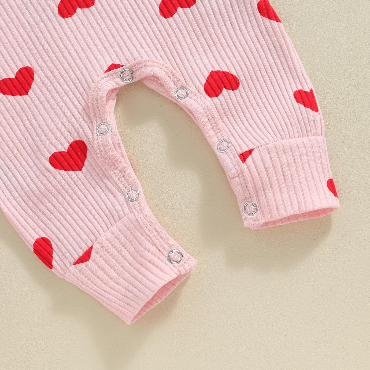 Ledy Champswiin Newborn Baby Girl Valentine Clothes Infant Heart Print Romper Jumpsuit One Piece Outfit - Image 4