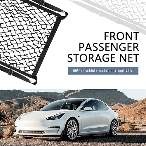 Miniatura 7 de Red organizadora de asiento de automóvil, 21.65 pulgadas x 21.65 pulgadas, red de carga de malla elástica con hebilla ajustable, red de