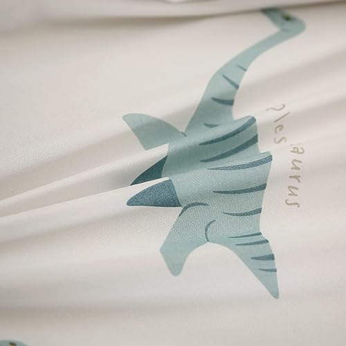 Miniatura 7 de MAG Los juegos de sábanas de 3 piezas de tamaño Queen de dinosaurio blanco incluyen 1 sábana bajera y 2 fundas de almohada para niños, niños y niñas