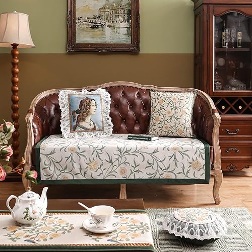 Miniatura 8 de Funda de sofá de diseño, fundas de terciopelo verde floral para banco de cama seccional, fundas de banco de cama de lujo, funda para reposapiés,