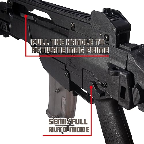 Vista 5 de EMERBU EMERBU - Pistola de bolas de gel de grado profesional G36C actualizado por EMERBU - Cuerpo de metal y nailon - Alta potencia de 11.1 V
