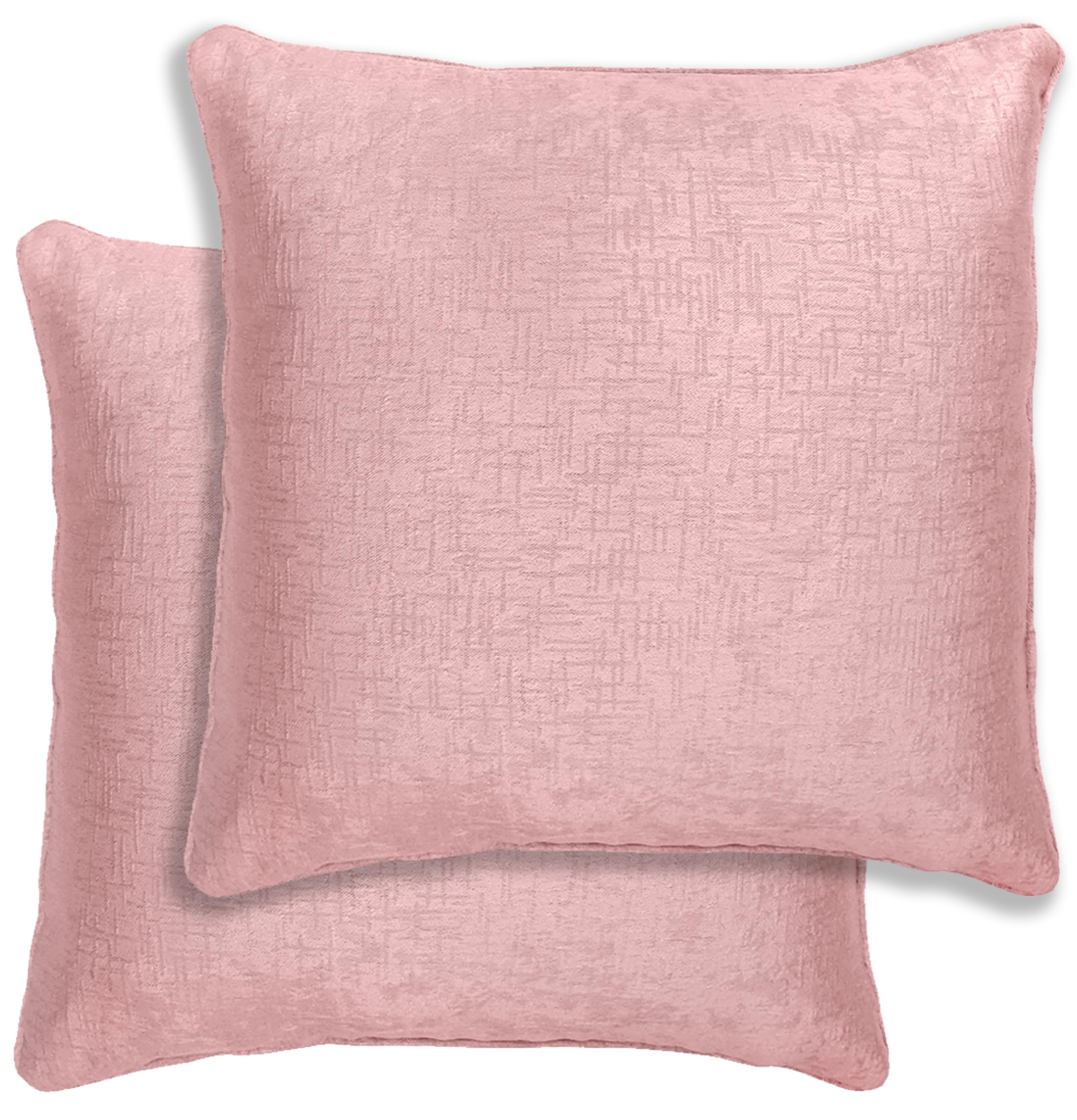 Enhanced Living Blush Pair Of Vogue Embossed Design Cushion Covers 43X43cm – Plain Textured Design With Piped Edge – Double-Sided, Zip Opening – Covers Only, No Inserts