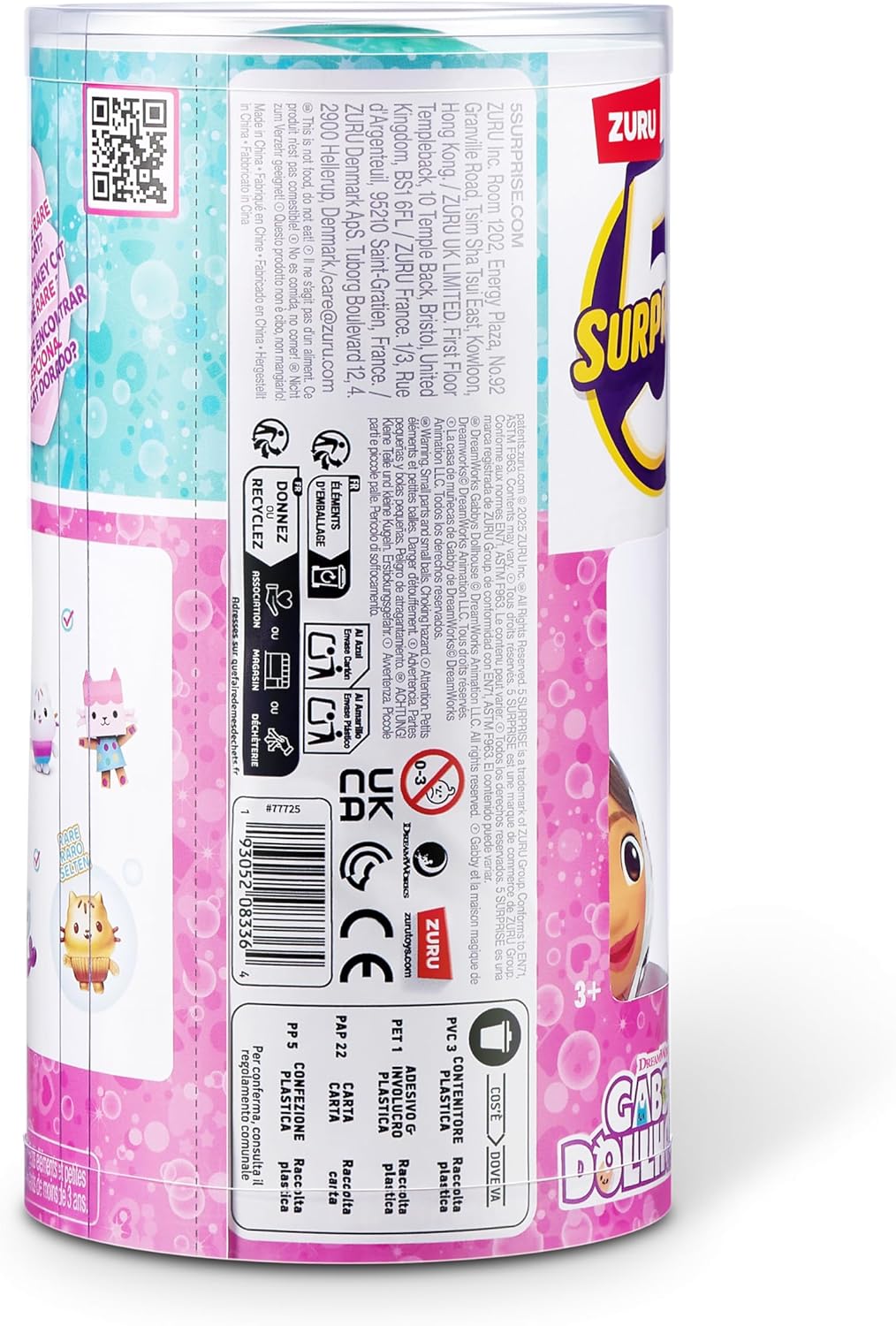 5 Surprise Gabby's Dollhouse by ZURU, Toy Figures, Collectible, Mystery Capsule, Toy for Girls Ages 3 and up, Gabby Girl, Pandy Paws, Baby Box & Mercat Toy Figures, Girls & Boys 3+ (2 Capsules)