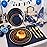 WDF Partyware 350PCS Navy Blue and Gold Plastic Plates with Rolled Napkins Include Dinner Plate 10, Dessert Plate 7, gold Cups 9 OZ, Pre Rolled Napkins 25 of each type for Hanukkah Wedding