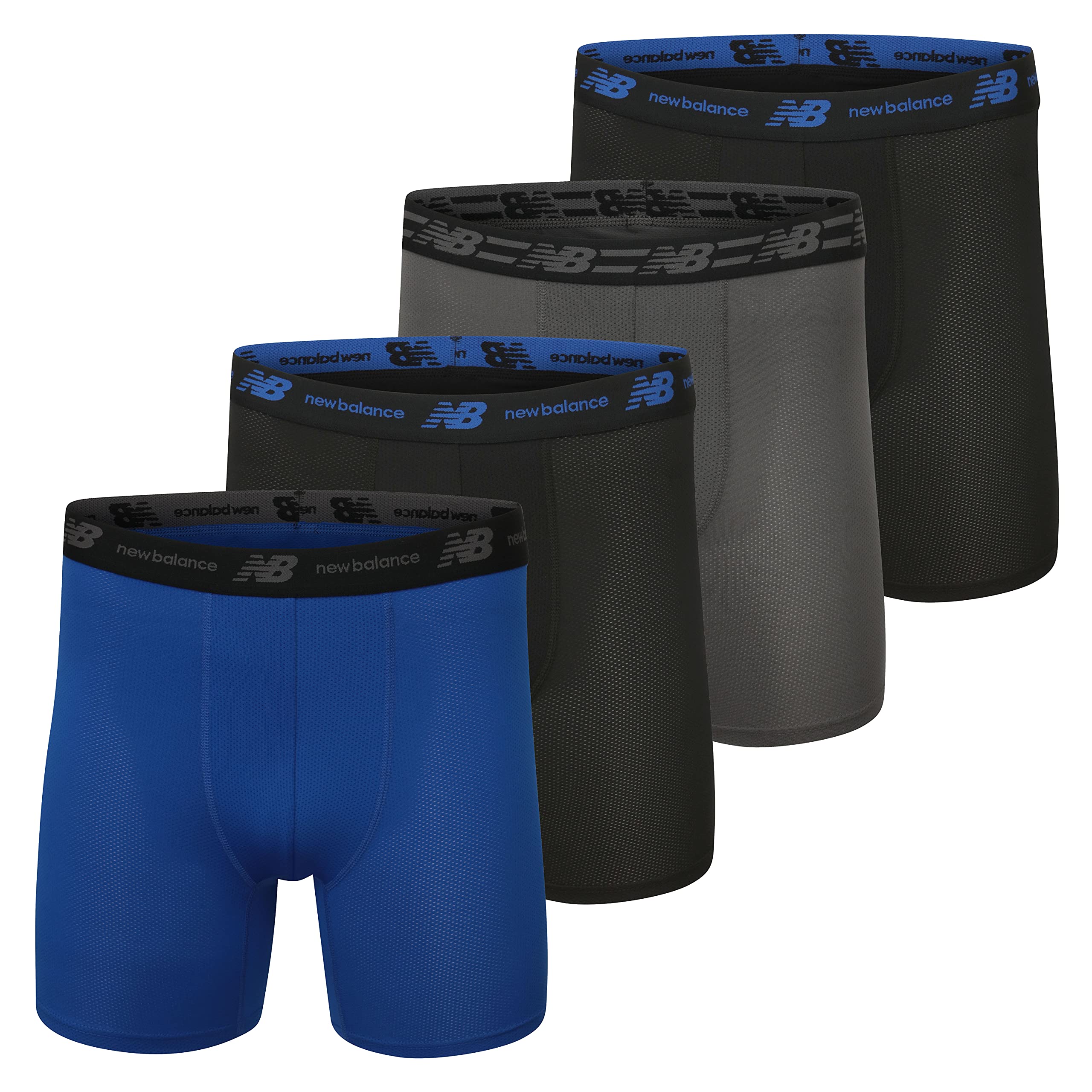 New Balance Men's Performance 5" Mesh No-Fly Boxer Briefs, 4-Pack