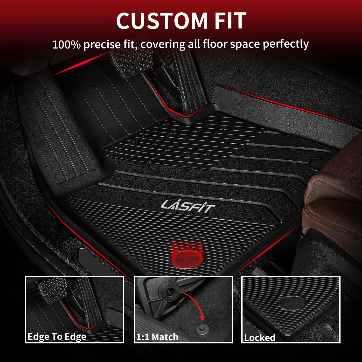 LASFIT Floor Mats Fit for BMW X5 New 2019-2025 2026 All Weather Floor Liners Custom Fit TPE Mat Front & Rear Rows Car Mat Full Set for 50i M50i M 45e 50e 40i M60i(Only for 5 Passengers), Black - Image 3