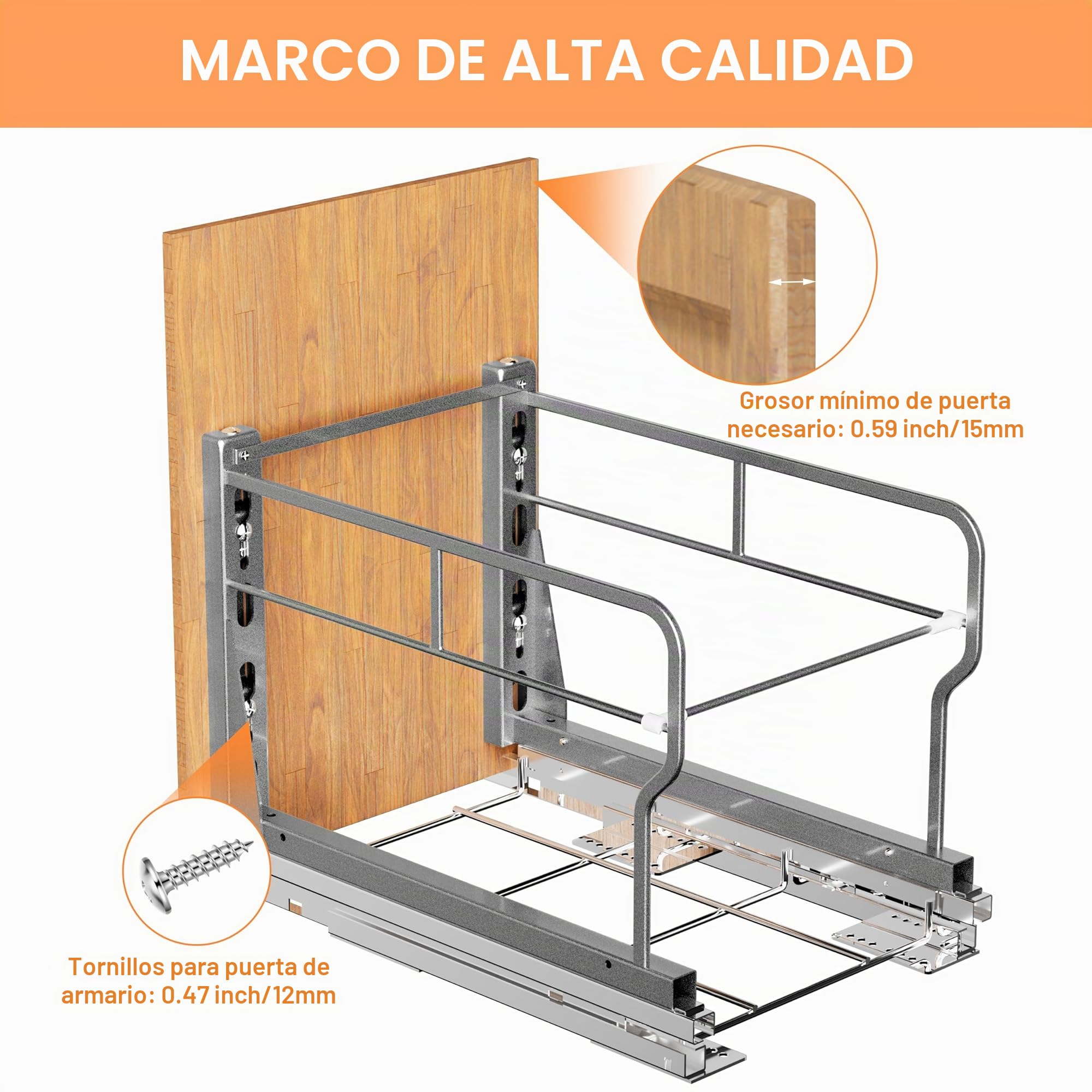 YJHome Cubo de basura extraíble con deslizadores de cierre suave, kit de cubo de basura debajo del gabinete con kit de montaje en puerta, requiere una apertura mínima de 12 pulgadas de ancho x 18