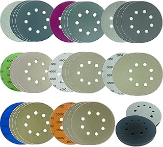 32pcs Sandpaper 8 Hole 5 inch Sanding Discs Hook and Loop 1500-10000 Grits Wet Dry Sandpaper with 2pcs Interface Pads for Random Orbital Sander Automotive Metal Polishing