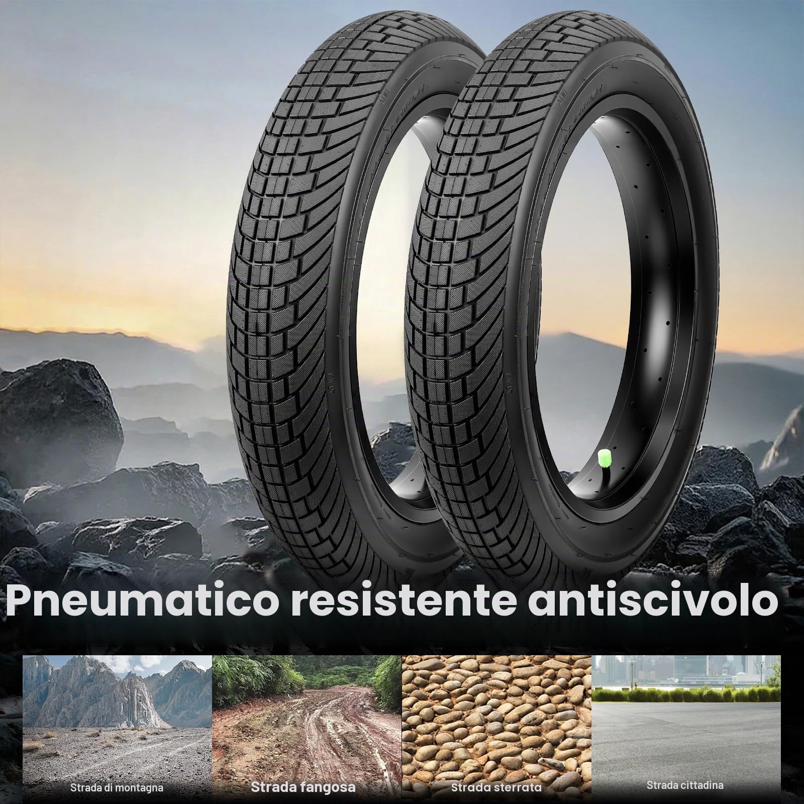 1/2 Set 20 x 4,0 pollici Heavy Duty E-Bike pneumatici Fat Bike 98 – 406 30TPI guaina per bicicletta con profilo antiscivolo per biciclette elettriche/Fat Bike/MTB