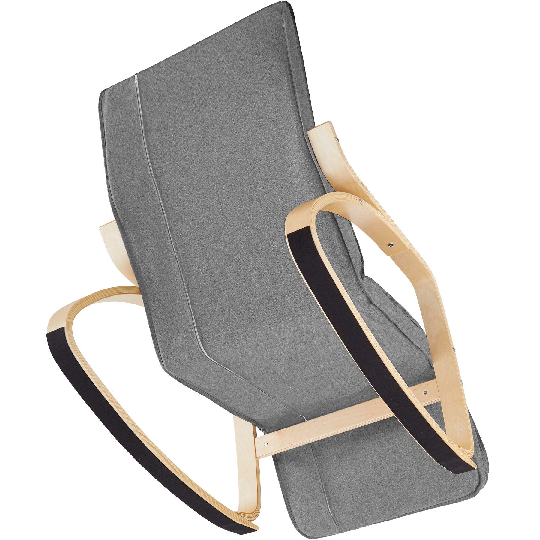 tectake® Sedia A Dondolo, Poltrona Relax Ergonomica, Poggiapiedi, Poltrona a Dondolo, Imbottita, Rivestimento Lavabile, Struttura Legno, Per Salotto, Camera Da Letto, Ufficio, Studio - Grigio Chiaro