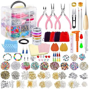 Sunxtzyl Multicolored Acrylic Beads Bracelet Making Kit, DIY Jewelry Craft Set with Tools and Accessories, Ideal for mini and Adults, Create Unique Bracelets, Necklaces, Earrings and More