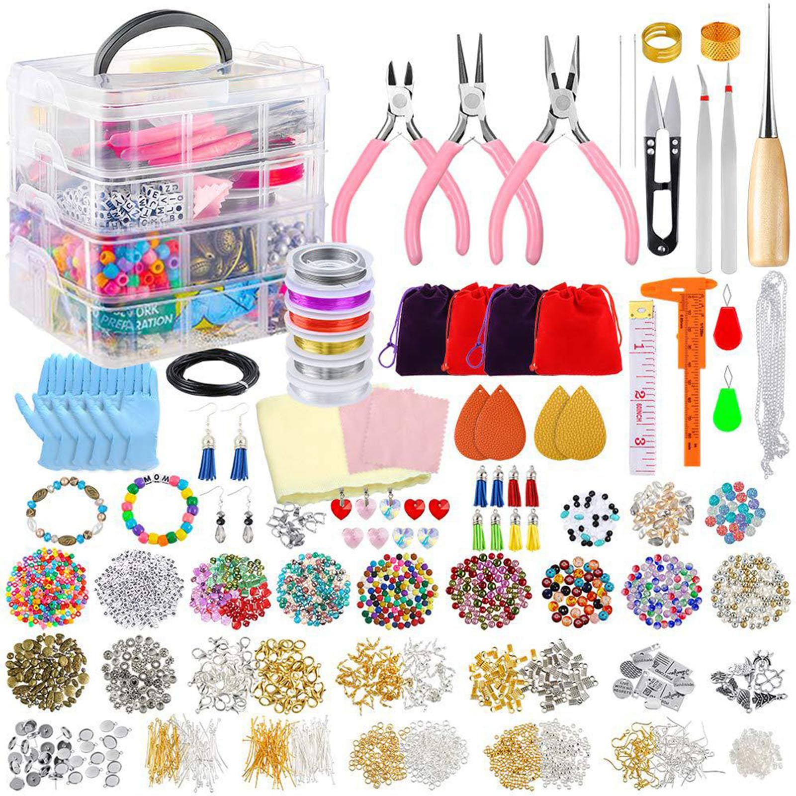 Vomeko Kit para hacer pulseras con cuentas, cuentas coloridas del A rco iris, kit para hacer pulseras con cuentas acrílicas, con herramientas para hacer joyas para pulseras