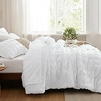 Vista 5 de Bedsure Bed in a Bag Full - 7 Pieces Plaid Seersucker Bedding Comforter Sets, Soft Lightweight White Boho Bed Set with Comforters Full Size, Sheets