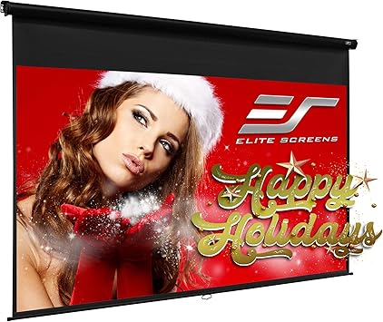 شاشة عرض يدوية قابلة للسحب من Elite Screens مقاس 110 بوصة للأفلام المنزلية والسينما والألعاب والعروض المكتبية، معتمدة من ISF، آلية قفل تلقائي، 4K / 8K 3D Ultra HDR HD Ready، M110H