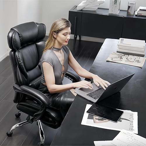Miniatura 5 de COLAMY Silla de oficina con reposapiés retráctil, diseño ergonómico de respaldo alto, silla ejecutiva de escritorio para computadora con almohada