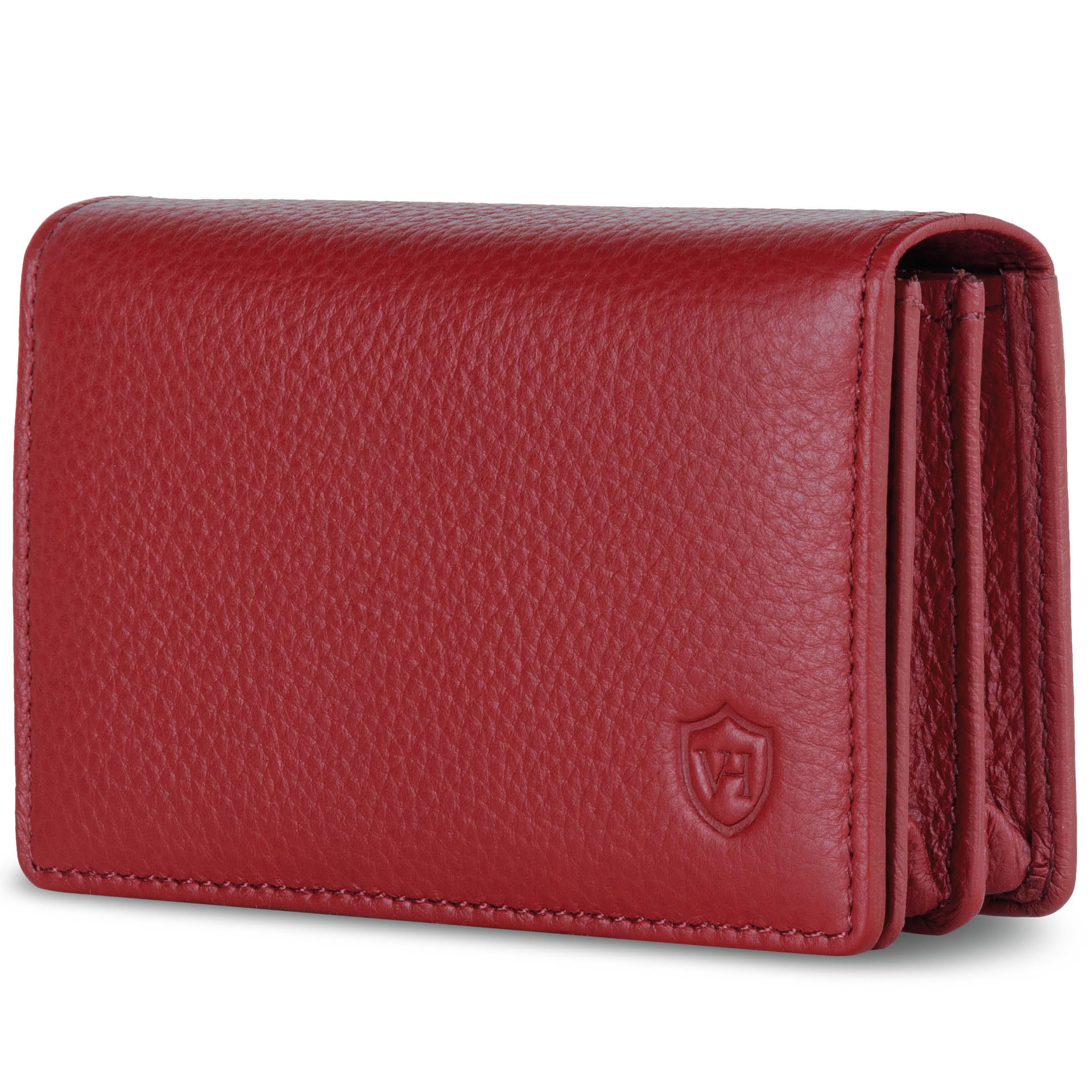 VON HEESEN® Visitenkartenetui Leder mit RFID-Schutz - Platz für 50 Visitenkarten - 6 Fächer - Visitenkarten Etuis - Geschenk für Damen & Herren (Rot)